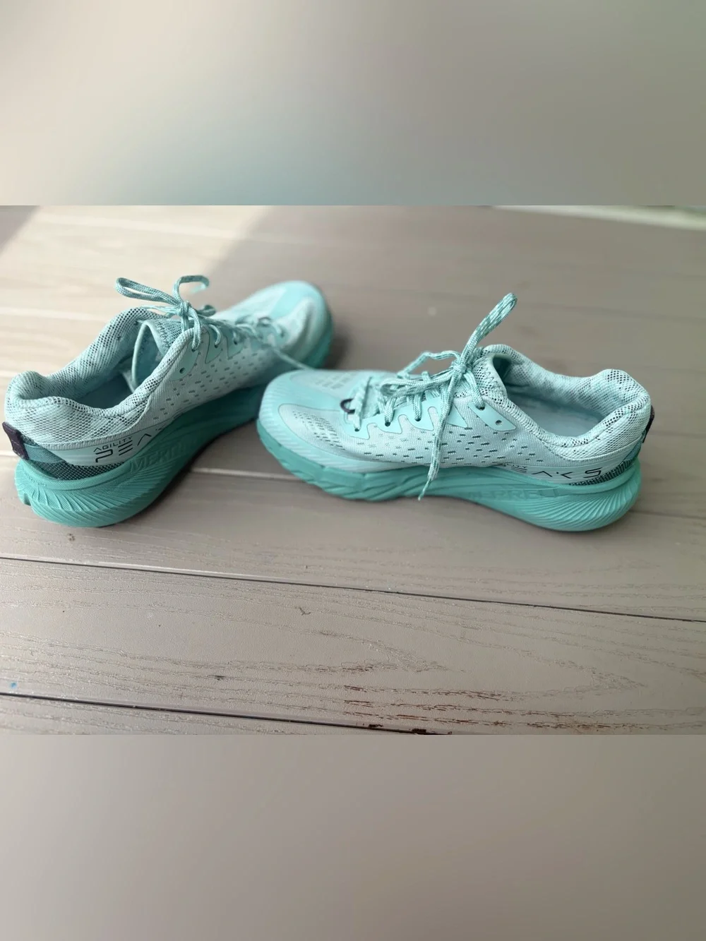 Merrell Women's Agility Peak 5 Trail Running Shoes Vibram Blue Green size 7